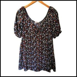 Dream of Me Mini Dress L Large‎ Black Floral